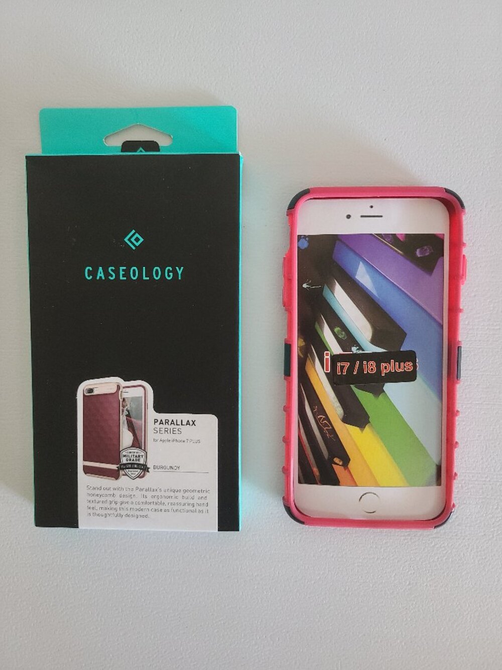 Iphone 7 PLUS Phone Case Cover Pink Burgundy Caseology Oeago with Kickstand (A1)